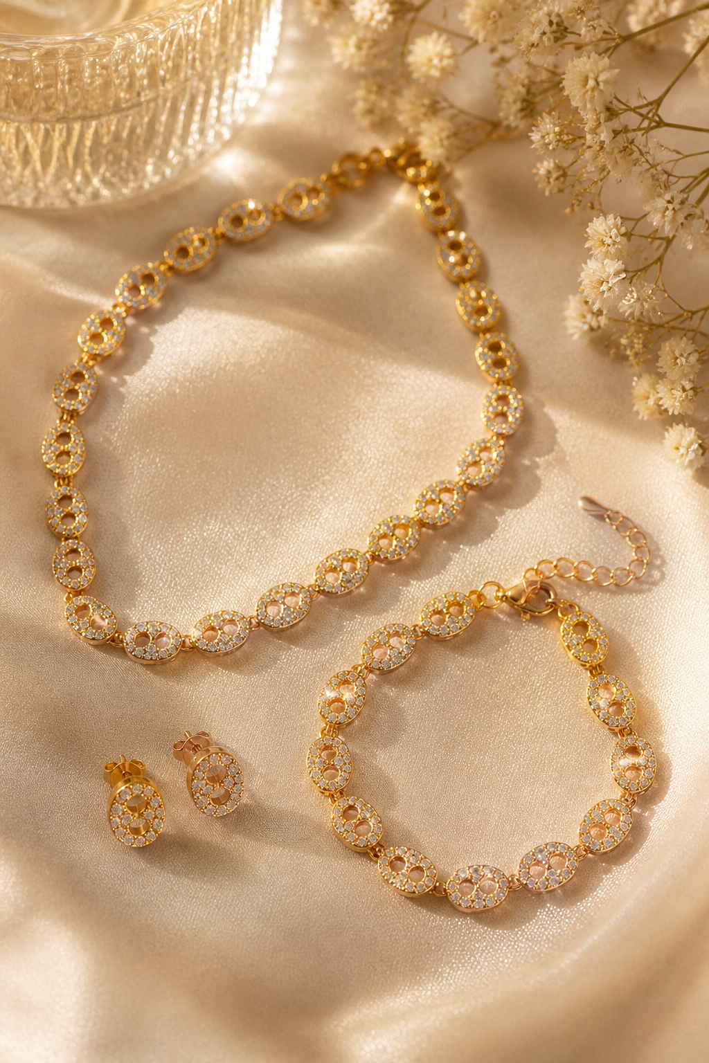 Collier & Bracelet Grain de Café – Doré à l’or fin 18 carats | Billy’s Bijouterie