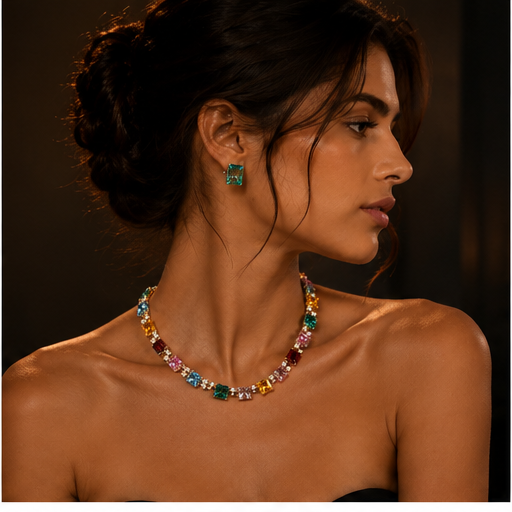 Parure Rainbow – Collier & Boucles d’Oreilles Multicolores